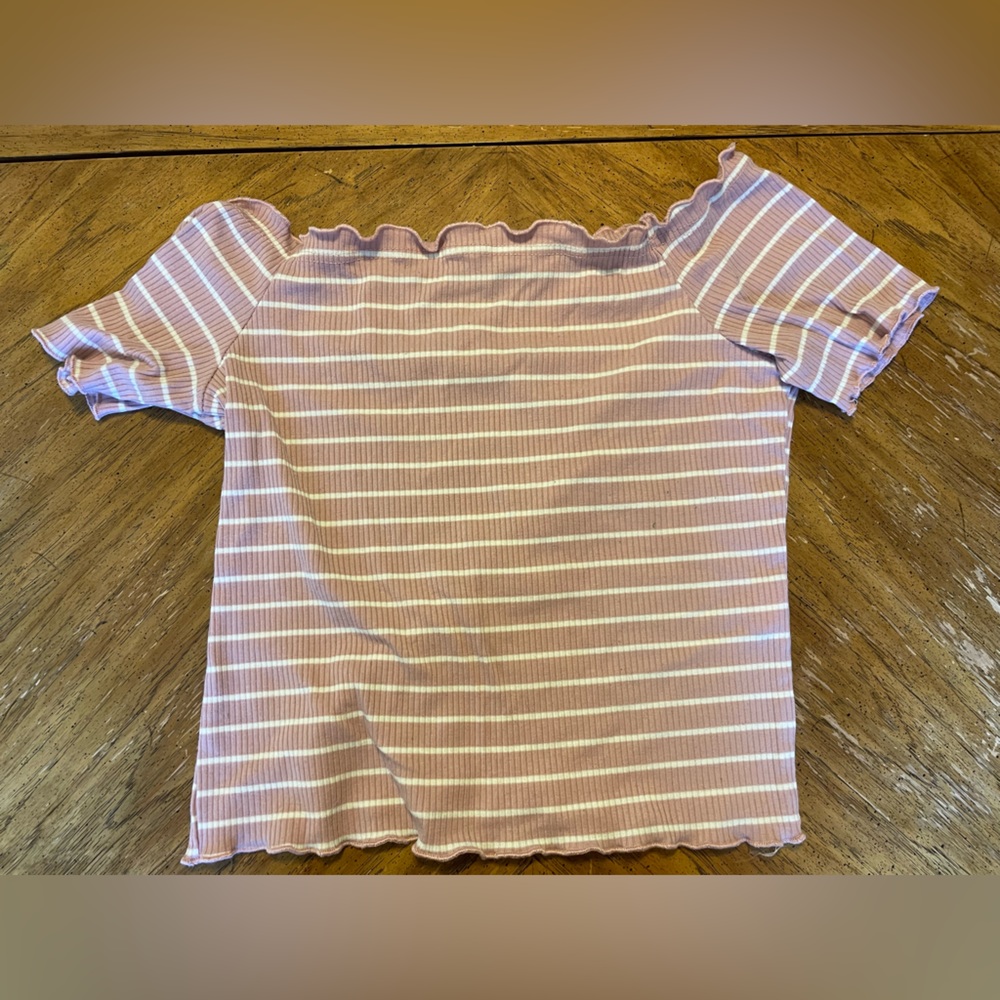 Pink striped off the shoulder top